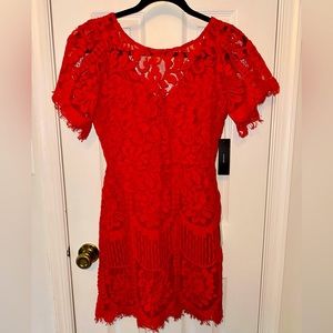 Red Lace Lulus Dress- New w/ Tags